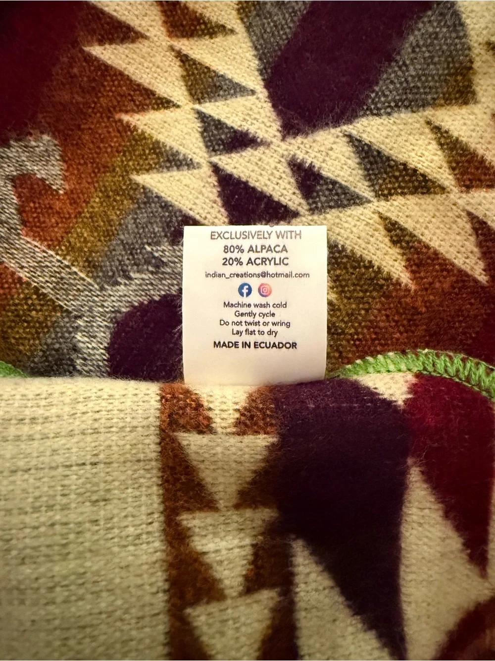 Handmade Alpaca blanket reversible